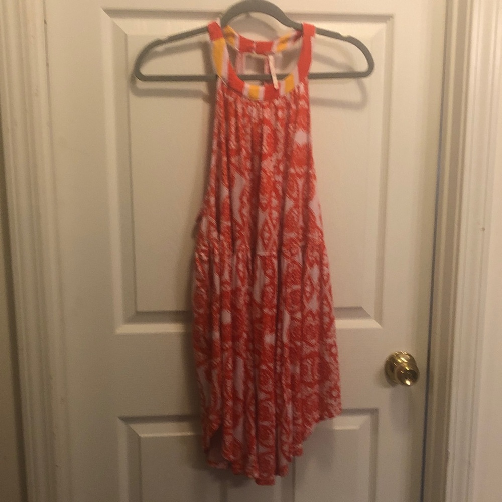 Free People Orange Printed Halter Midi Dress